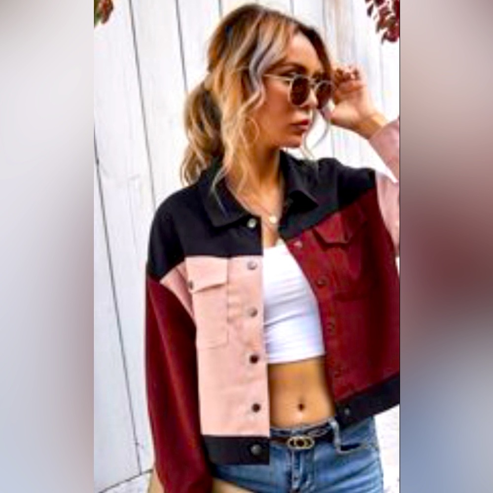 Multicolored SHEIN Cropped Jacket (xs/s)